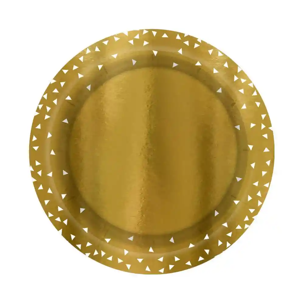 Plato 7" Triangulos Dorado Mate X 8 Unidades