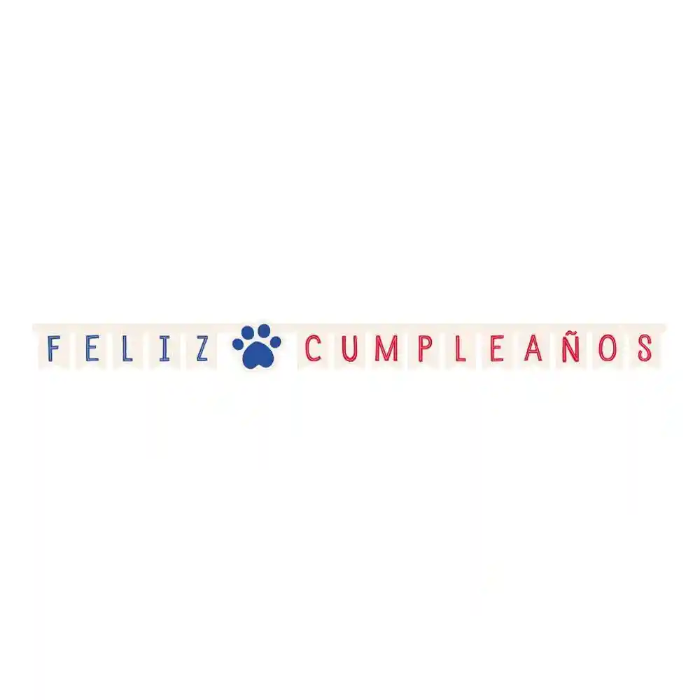 Cartel De Letras Feliz Cumpleaños Huellitas Rojo Azul X 1 Unidad Sempertex