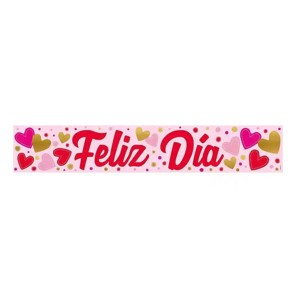 Cartel Metalizado Jumbo Feliz Dia Corazones Surtidos 1.65 Mt Sempertex