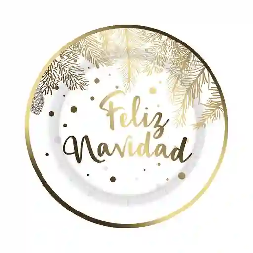 Plato 7" Navidad Dorada X 8 Unidades Sempertex