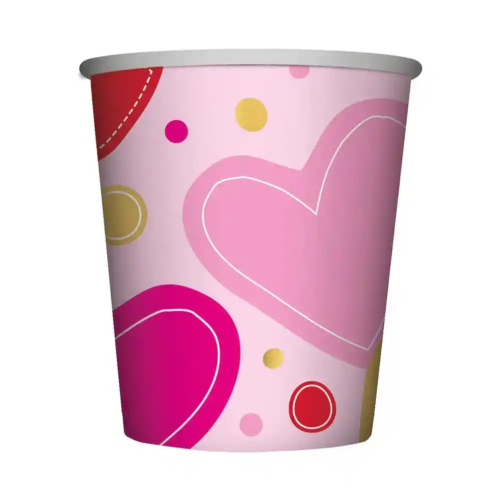 Vaso 9 Oz Metalizado Corazones Surtidos X 8 Unidades Sempertex