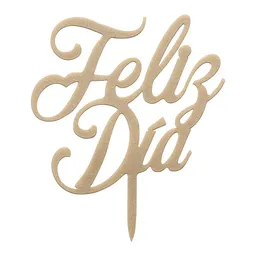 Topper Para Torta Feliz Día Dorado X 1 Unidad Sempertex
