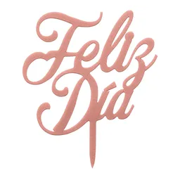 Topper Para Torta Feliz Día Dorado Rosa X 1 Unidad Sempertex