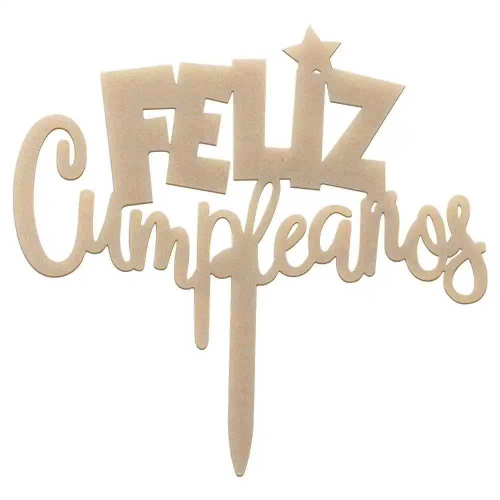 Topper Para Torta Feliz Cumpleaños Fantasia Dorado X 1 Unidad Sempertex