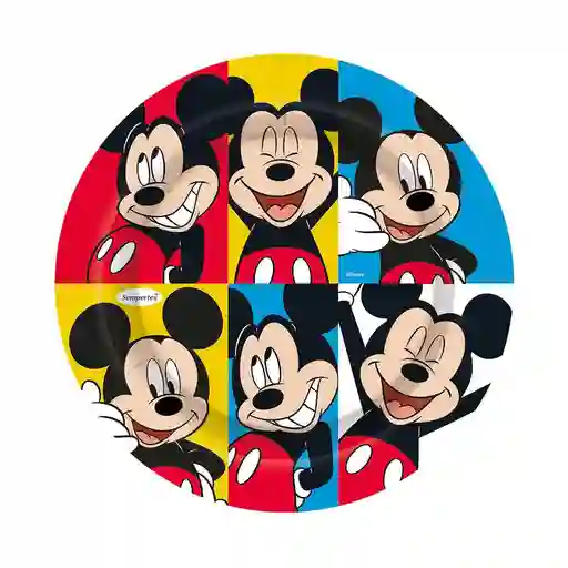 Plato 7" Mickey Facetime X 8 Unidades Sempertex