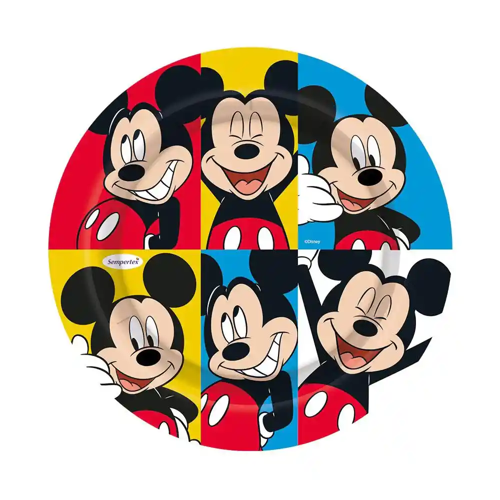 Plato 7" Mickey Facetime X 8 Unidades Sempertex