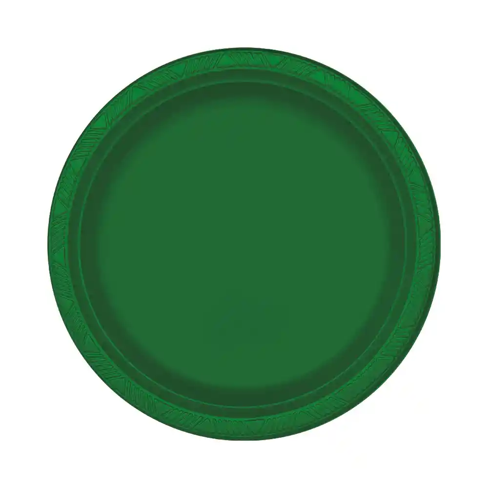 Plato Deluxe Grande Verde Esmeralda 22 Cm X 10 Unidades Sempertex