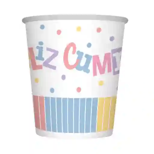 Vaso 9 Oz Feliz Cumpleaños Festival Pastel X8 Unidades Sempertex