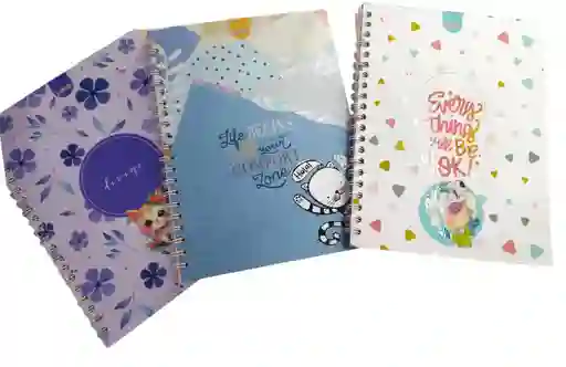 Cuaderno Argollado Pasta Dura 80 Hojas 1 Materia Mujer Lukis Grande