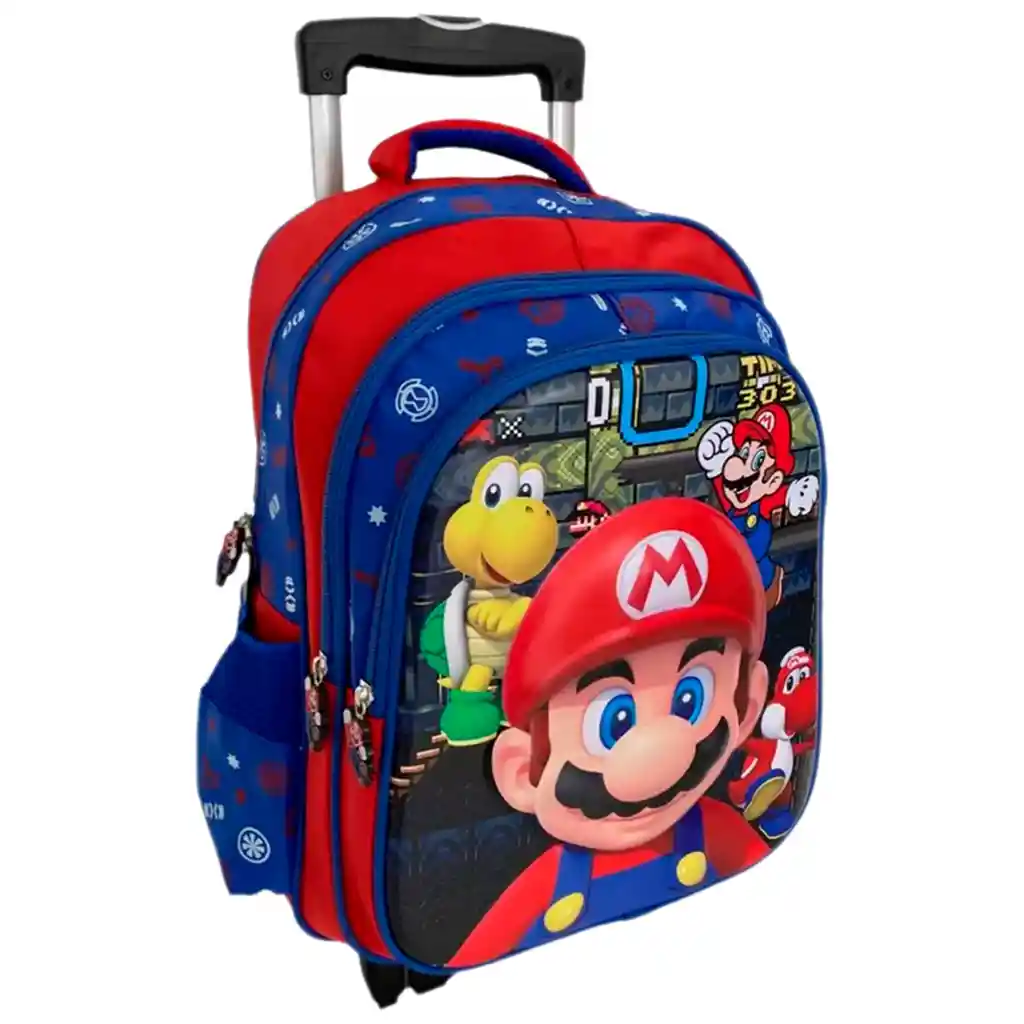 Kit X3 Rueda Grande Mario Bros + Lonchera + Cartuchera Niños Jle