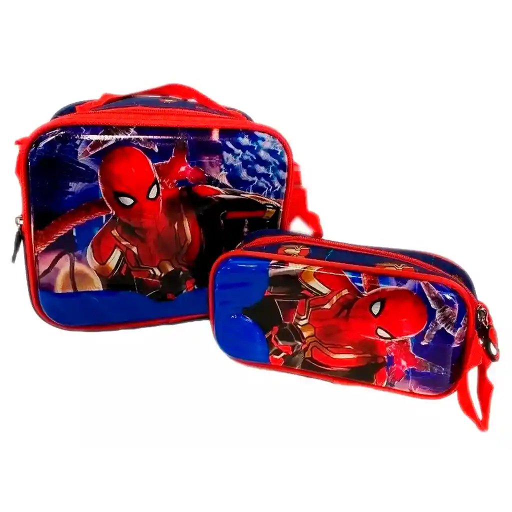 Kit X3 Rueda Grande Spiderman + Lonchera + Cartuchera Niños Jle