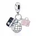 Charm Dije Maleta I Love Travel Viaje Fabricado En Plata 925