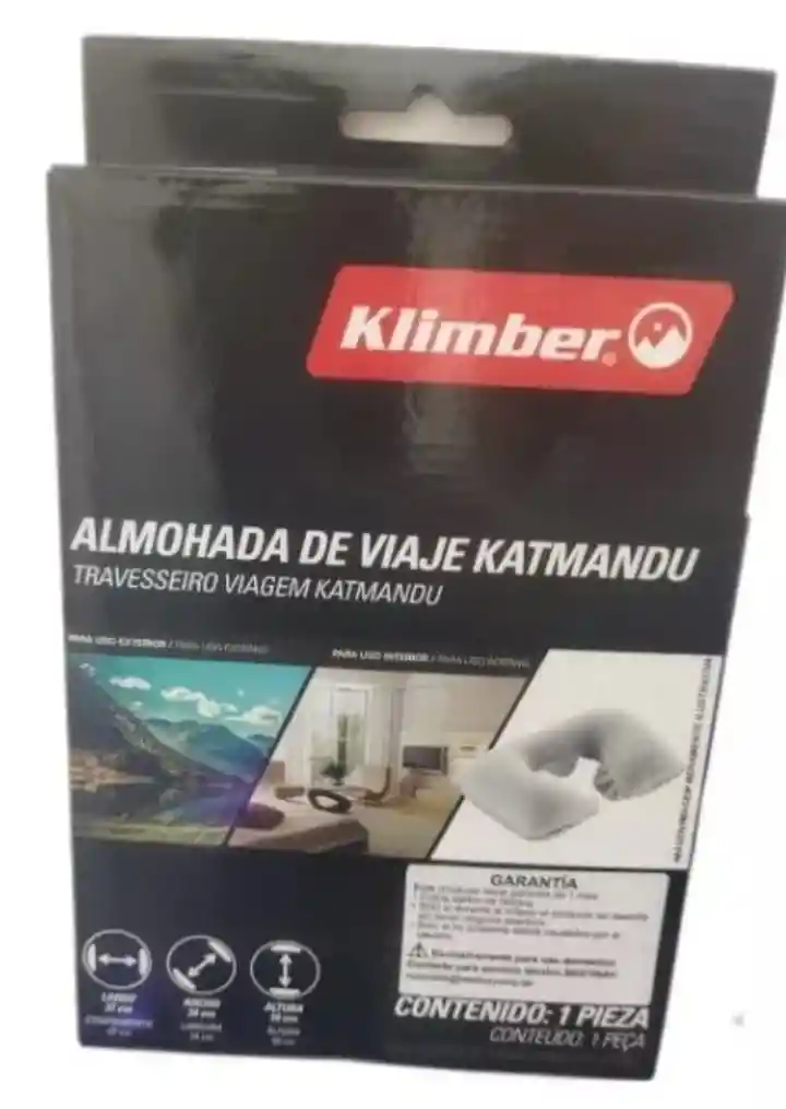 Almohada Viaje Inflable Klimber Gris 37x24x10 Cm