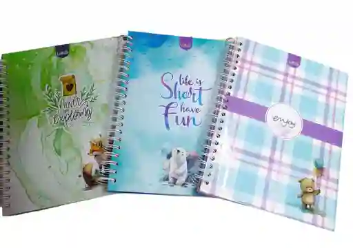 Cuaderno Argollado Pasta Dura 175 Hojas 7 Materia Mujer Lukis Grande