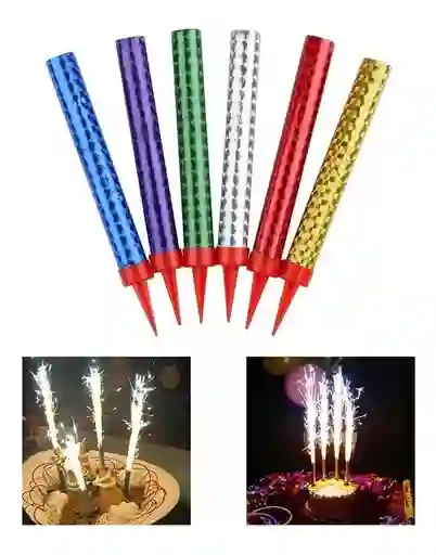 Velas Bengala Tipo Volcán Para Cumpleaños X6 Unidades / 15 Cm