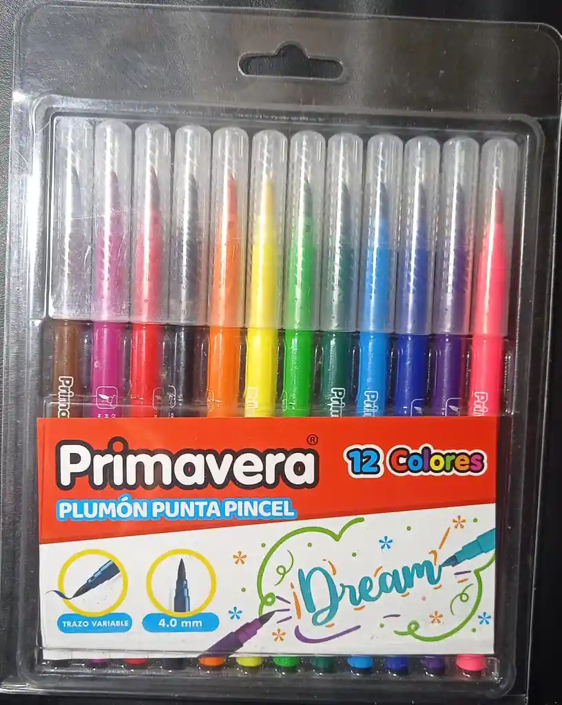 Plumon Punta Pincel Primavera X12 Und