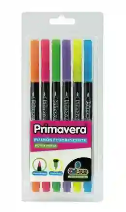 Marcador Punta Pincel Doble Punta Neon X 6 Primavera