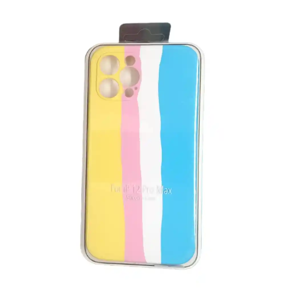 Forro Silicone Arcoiris Iphone 12 Pro Max Pastel