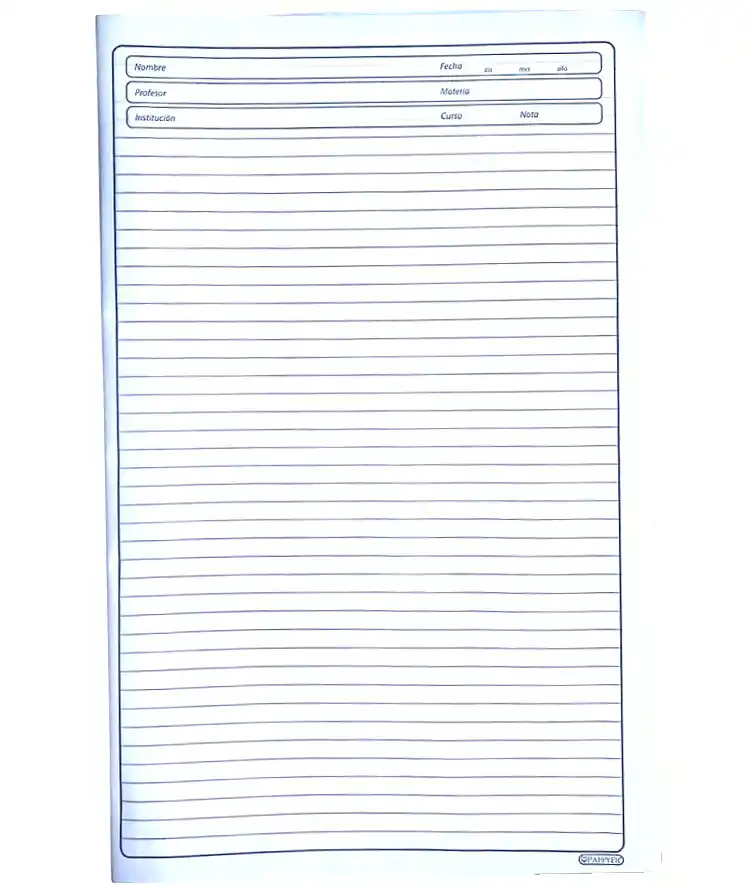 Hoja De Examen Rayada X 10 Unidades