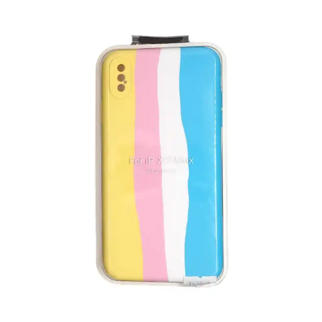 Forro Silicone Arcoiris Iphone Xs Max Pastel Azul