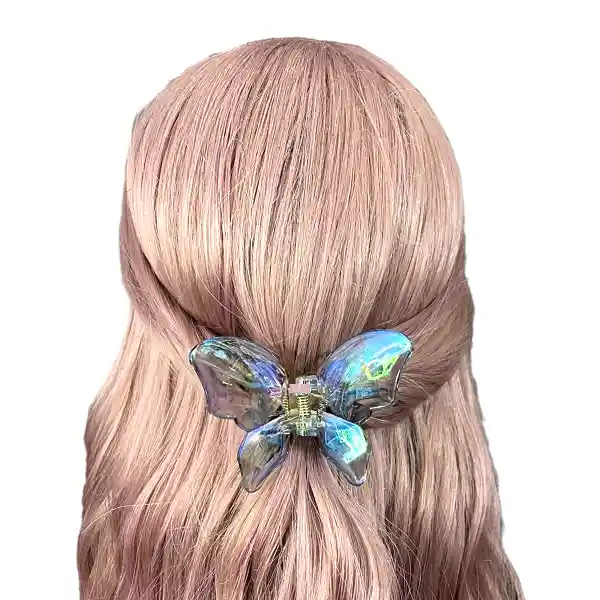 Pinza Gancho Caimán Cristal Mariposa Boreal Para El Cabello