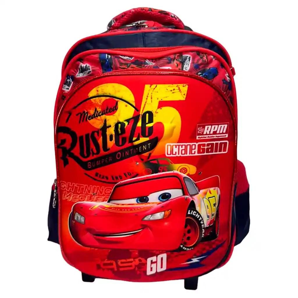 Kit X3 Rueda Grande Cars + Lonchera + Cartuchera Niños Jle