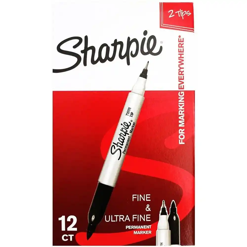 Marcador Sharpie Doble Punta Negro Caja X 12 Und