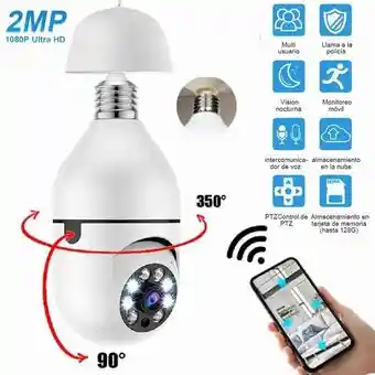 Cámara Ip Wifi 1080p Luz Led 360 ° Bombilla Inalámbrica E27