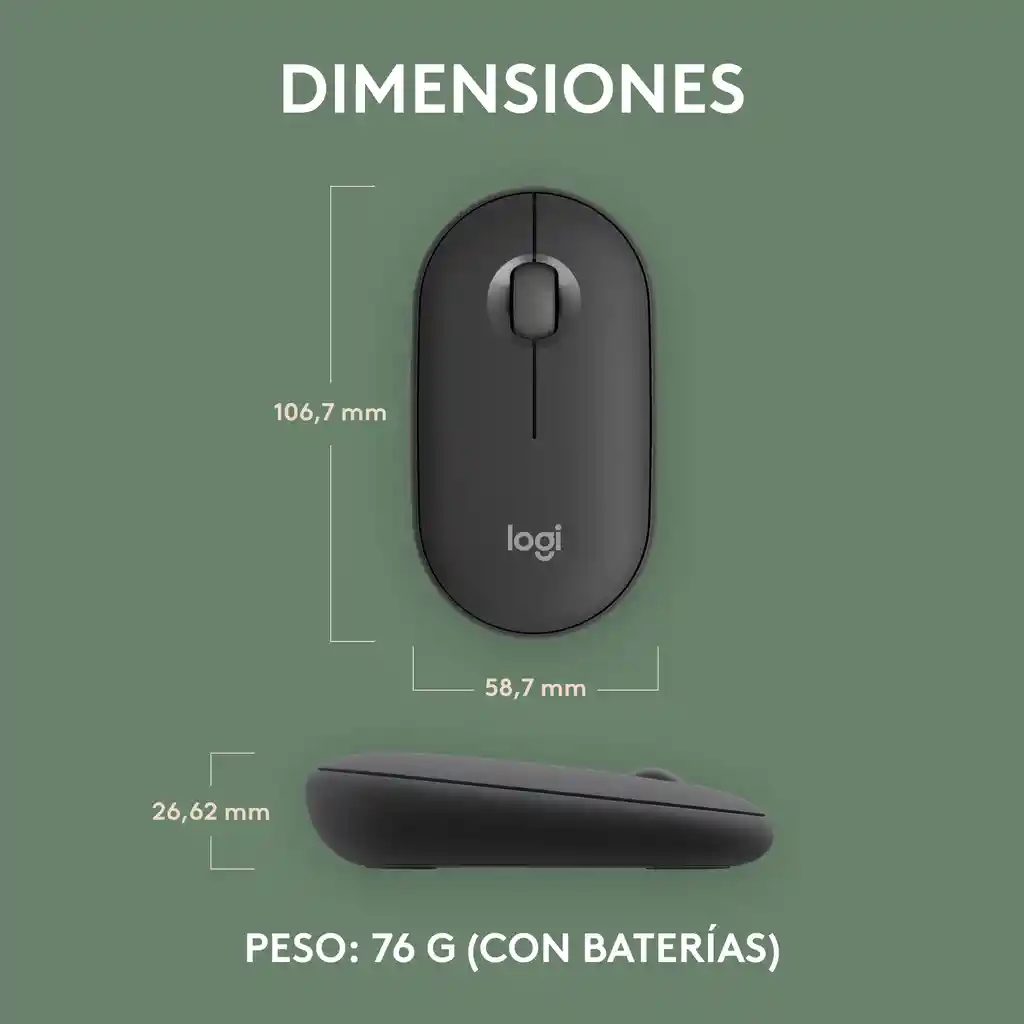 Mouse Bluetooth Multidispositivo Logitech Pebble 2 M350s, Negro