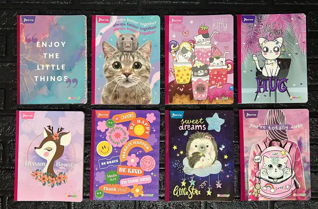 Cuaderno Cosido Cuadros Niña 50h Expresarte Stickers Cod.21911