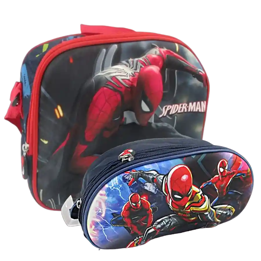 Kit X3 Morral Maleta Spiderman + Lonchera + Cartuchera Grand( Oficio)