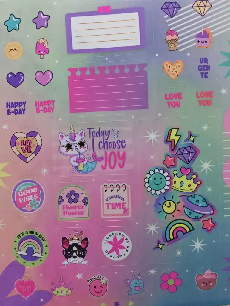 Cuaderno Cosido Grande Con Sticker Femenino, 100h Cuadriculado - Norma