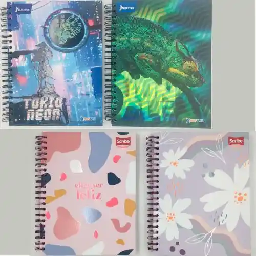 Cuaderno Pequeño Ref85. Argollado 80 H Cuadros Economico Dama O Caballero