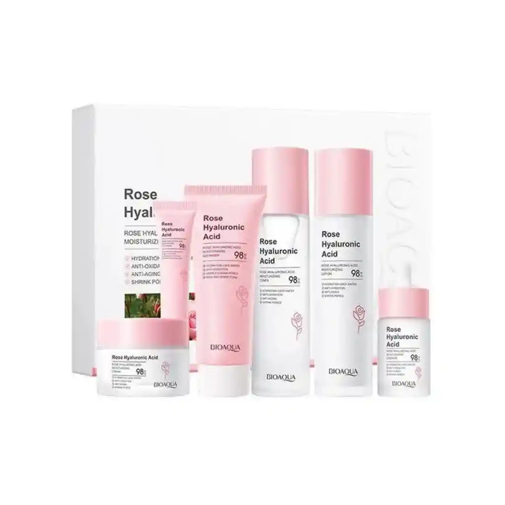 Kit De Cuidado Facial Con Extracto De Rosas Y Ácido Hialurónico Bioaqua