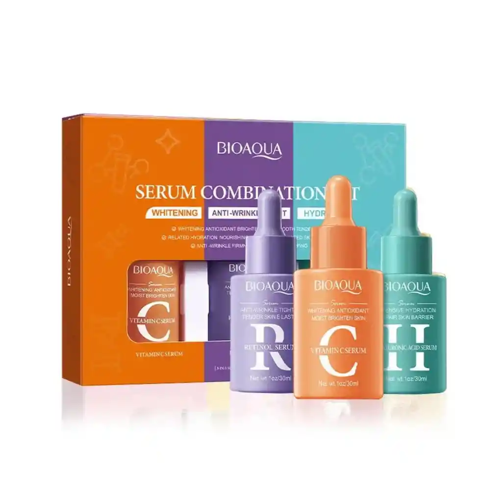 Kit Facial X 3 Sueros Ácido Hialurónico, Retinol Y Vitamina C Bioaqua