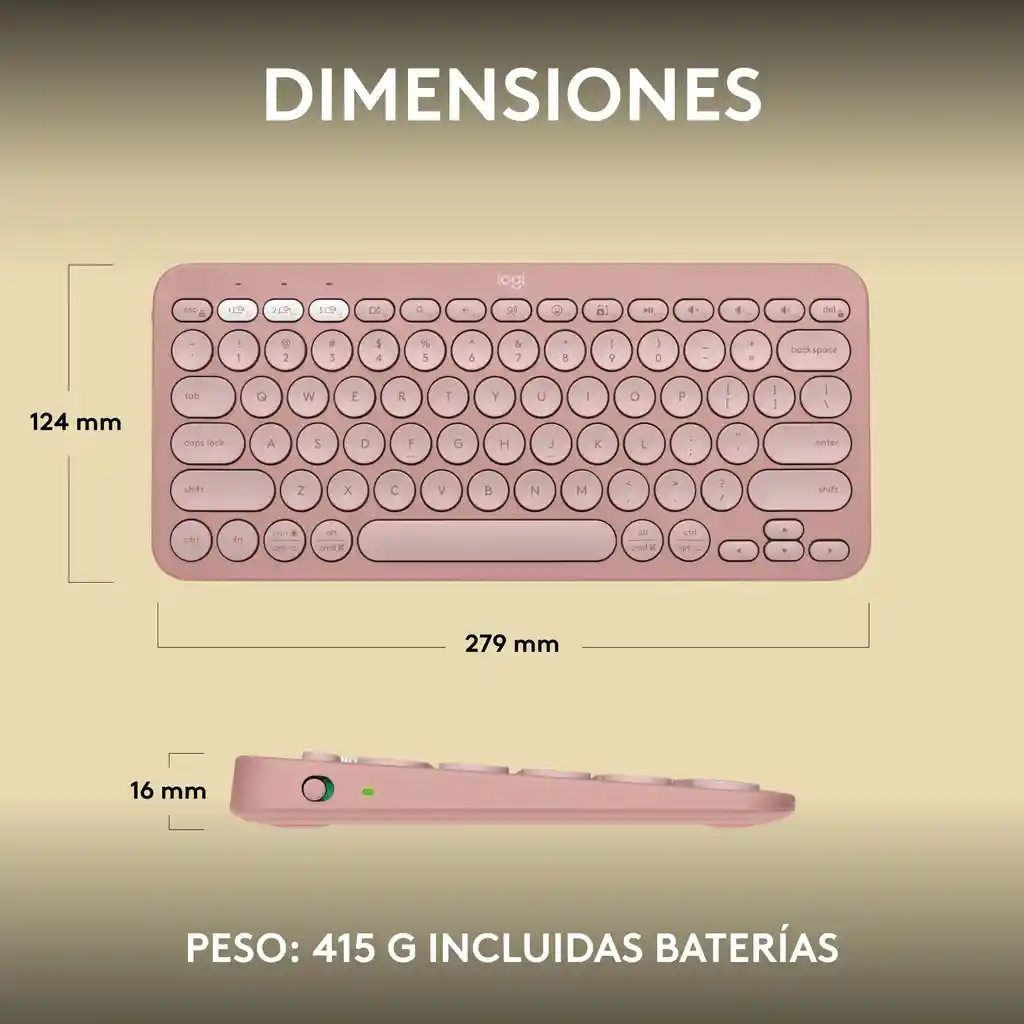 Teclado Bt Multidispositivo Logitech Pebble Keys 2 K380s, Rosado