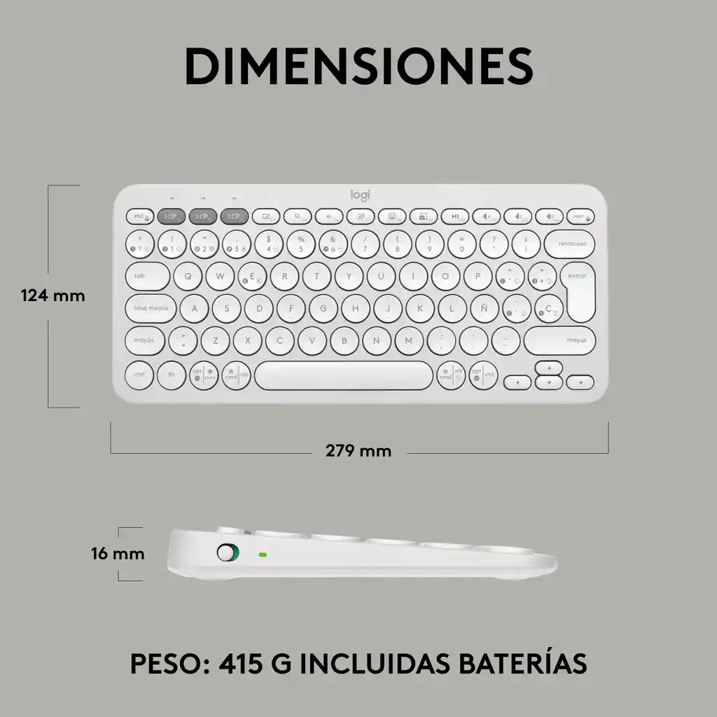 Teclado Bt Multidispositivo Logitech Pebble Keys 2 K380s, Blanco