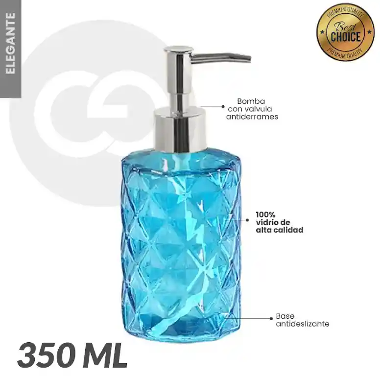 Dispensador Para Jabón En Vidrio 350 Ml