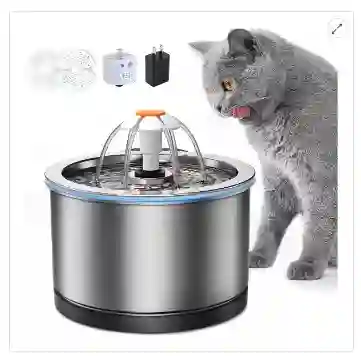 Fuente De Agua Acero Inoxidable Para Gato 2.5l