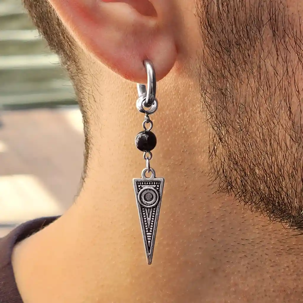 Arete Solitario Pendiente Candonga Flecha Ónix