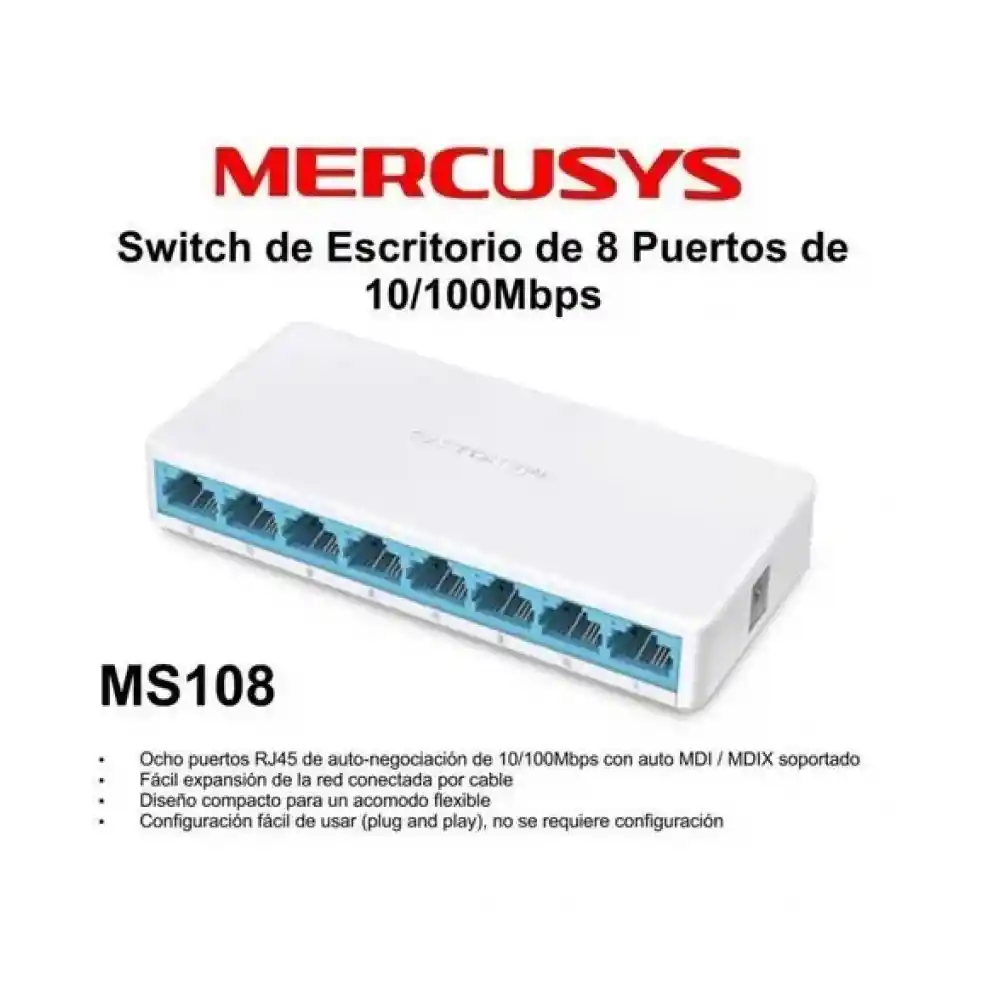 Switch Mercusys Ms108 Serie Desktop 8 Puertos
