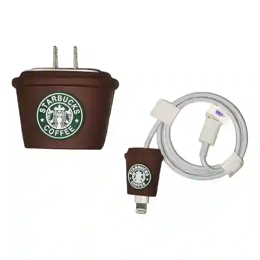 Set Protectores Para Cargador Iphone 20w Café Starbucks