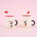 Taza Cerámica Tapa y Pitillo Mickey Mickey Mouse 410 mL Miniso