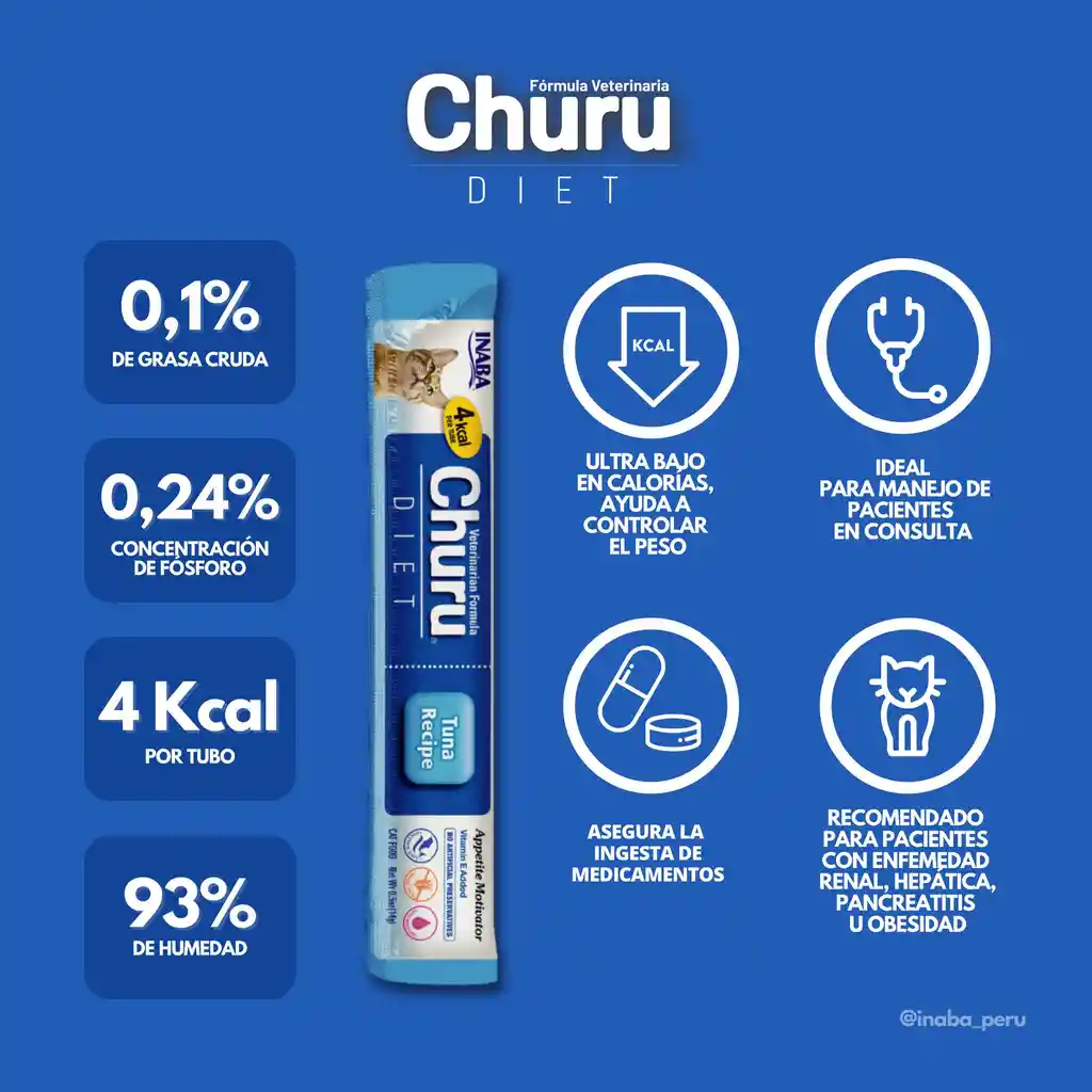 Churu Gatos Diet Cuidado Renal Urinario Y Hepatico Atun 14gr Unidad