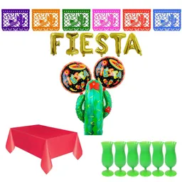 Kit Decoracion Fiesta Mexicana Globos,mantel,quirnalda Y Copas