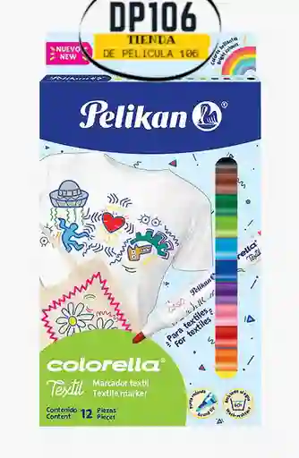 Marcador Textil Colorella Pelikan X 12 Colores Tela