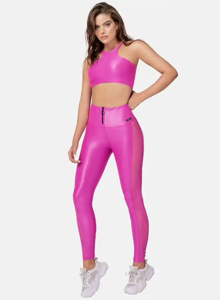 Leggins Deportivo Mujer Tela Apariencia Cuero Con Cierre Talla Única