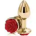 Plug Anal Rosa Oro Dorado Elegante Talla S