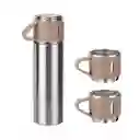 Termo 500ml Acero Inoxidable Térmico +3 Tazas Estuche Regalo