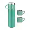 Termo 500ml Acero Inoxidable Térmico +3 Tazas Estuche Regalo